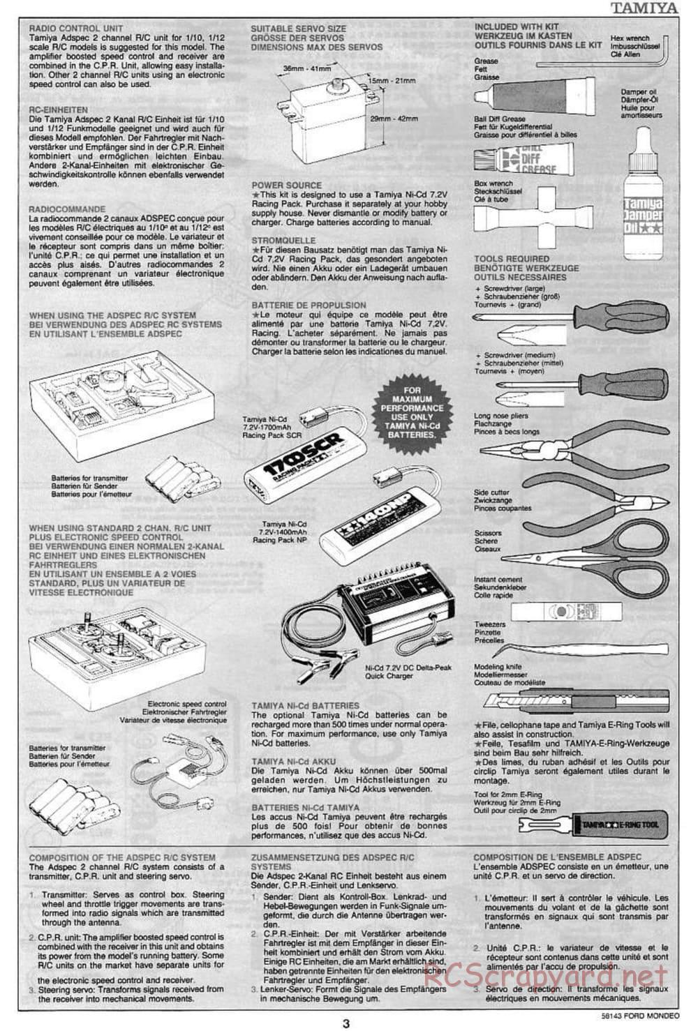 Tamiya - Ford Mondeo BTCC - FF-01 Chassis - Manual - Page 3