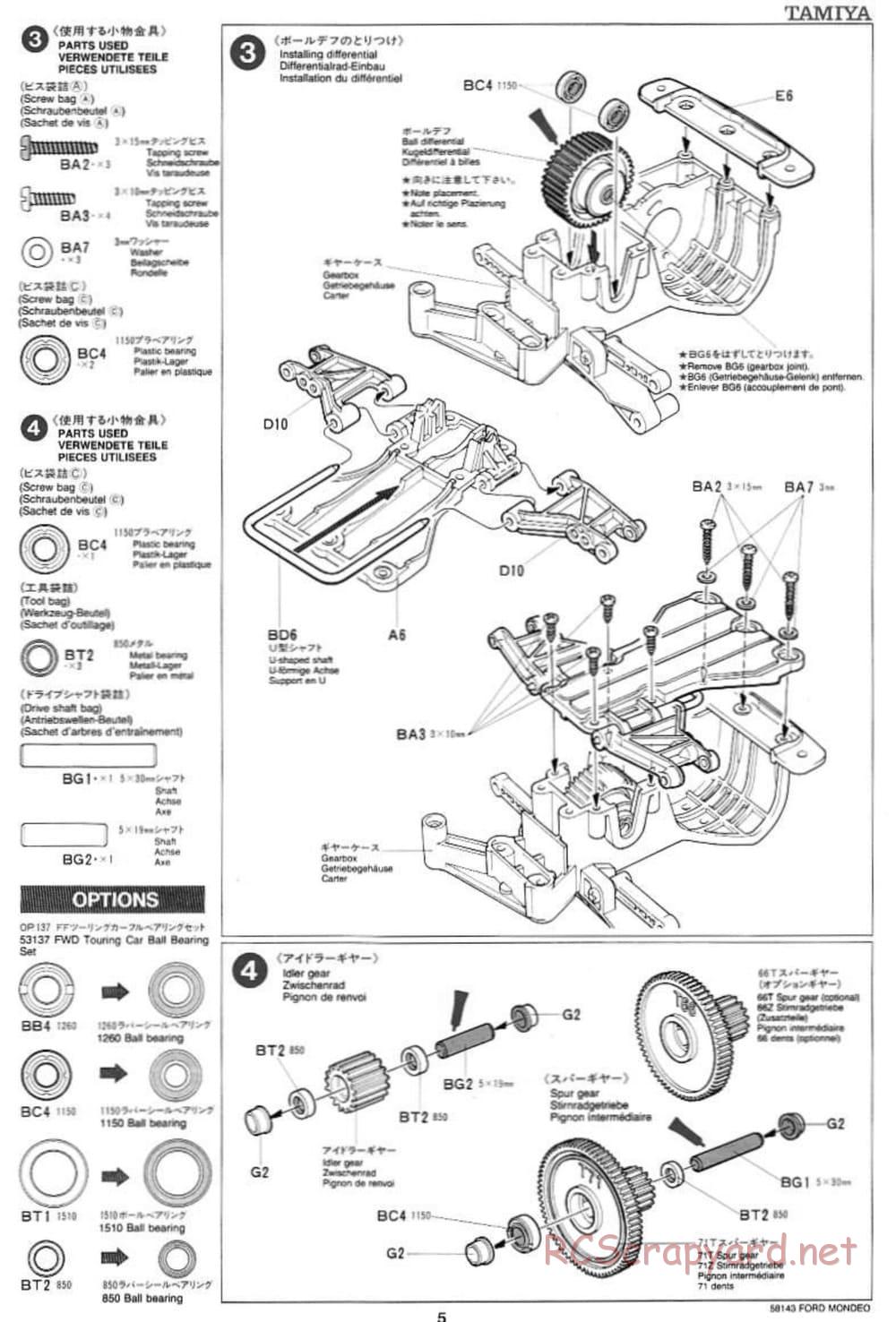 Tamiya - Ford Mondeo BTCC - FF-01 Chassis - Manual - Page 5