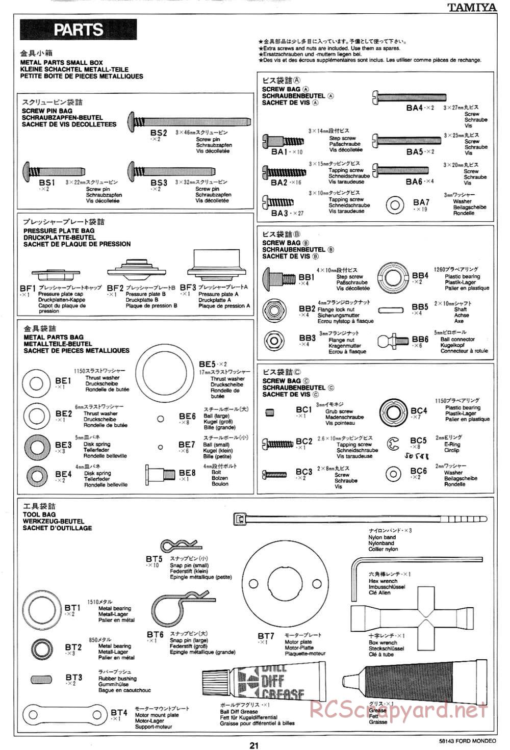 Tamiya - Ford Mondeo BTCC - FF-01 Chassis - Manual - Page 21
