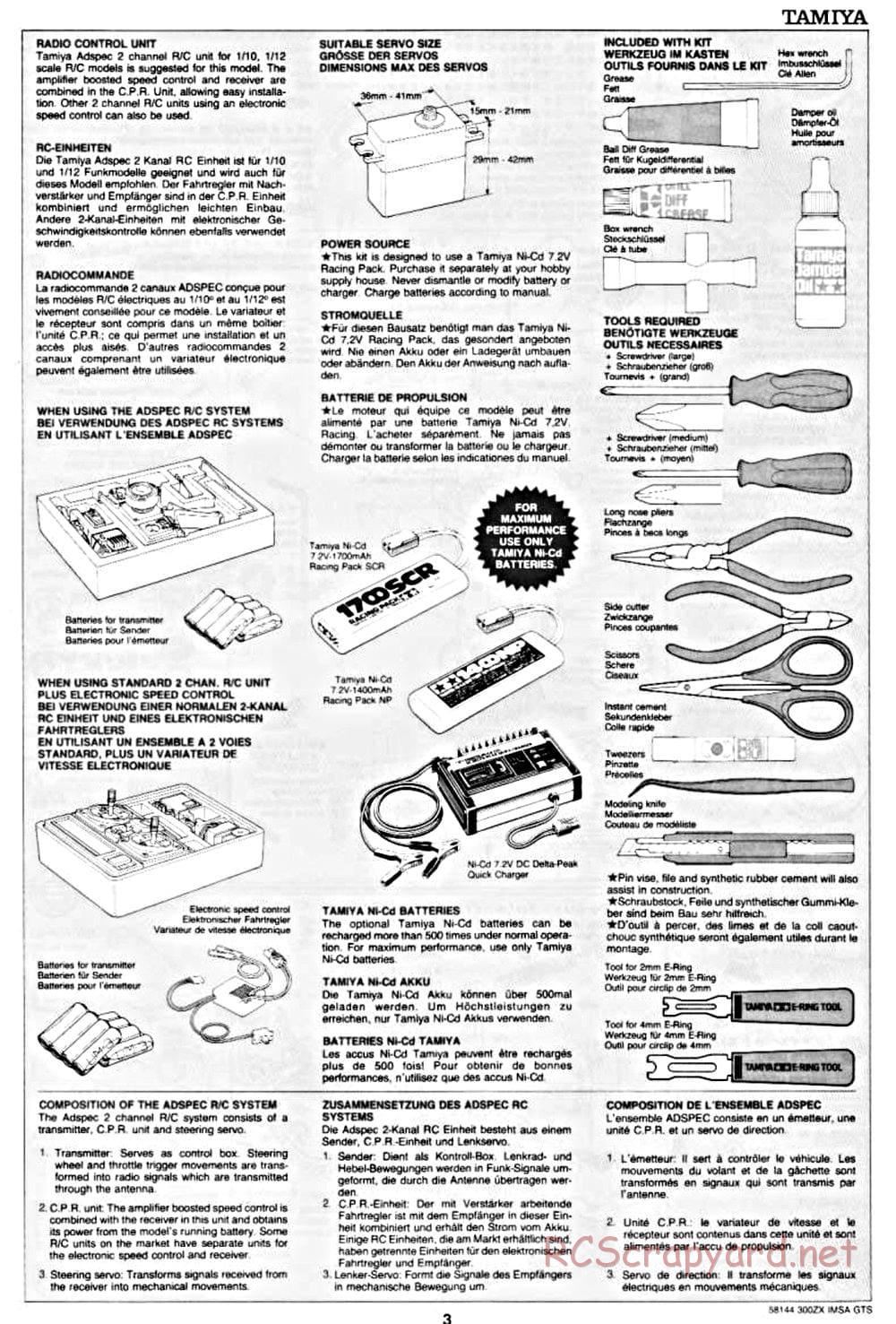 Tamiya - Nissan 300ZX IMSA-GTS - TA-02W Chassis - Manual - Page 3