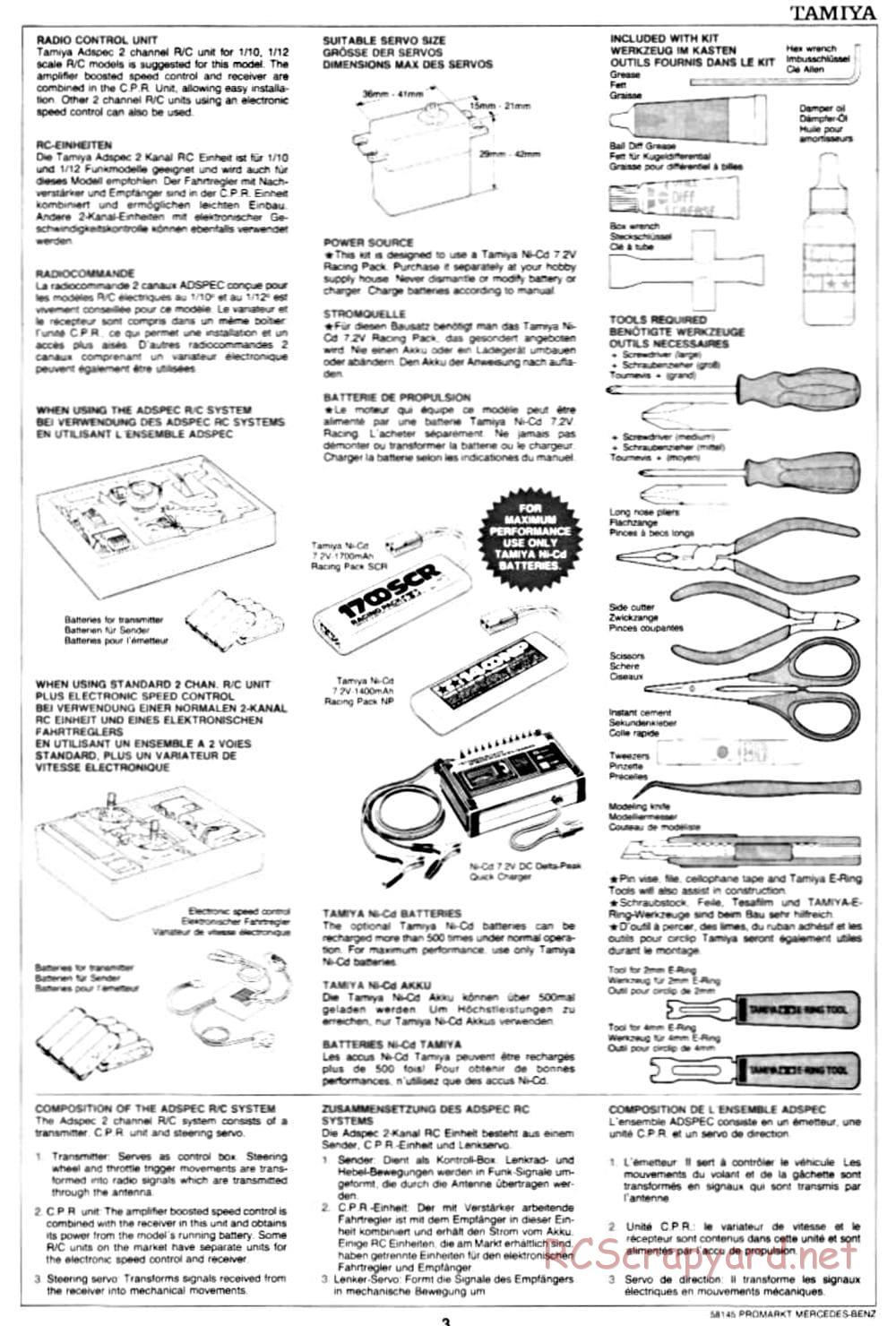 Tamiya - ProMarkt-Zakspeed AMG Mercedes C-Class DTM - TA-02 Chassis - Manual - Page 3