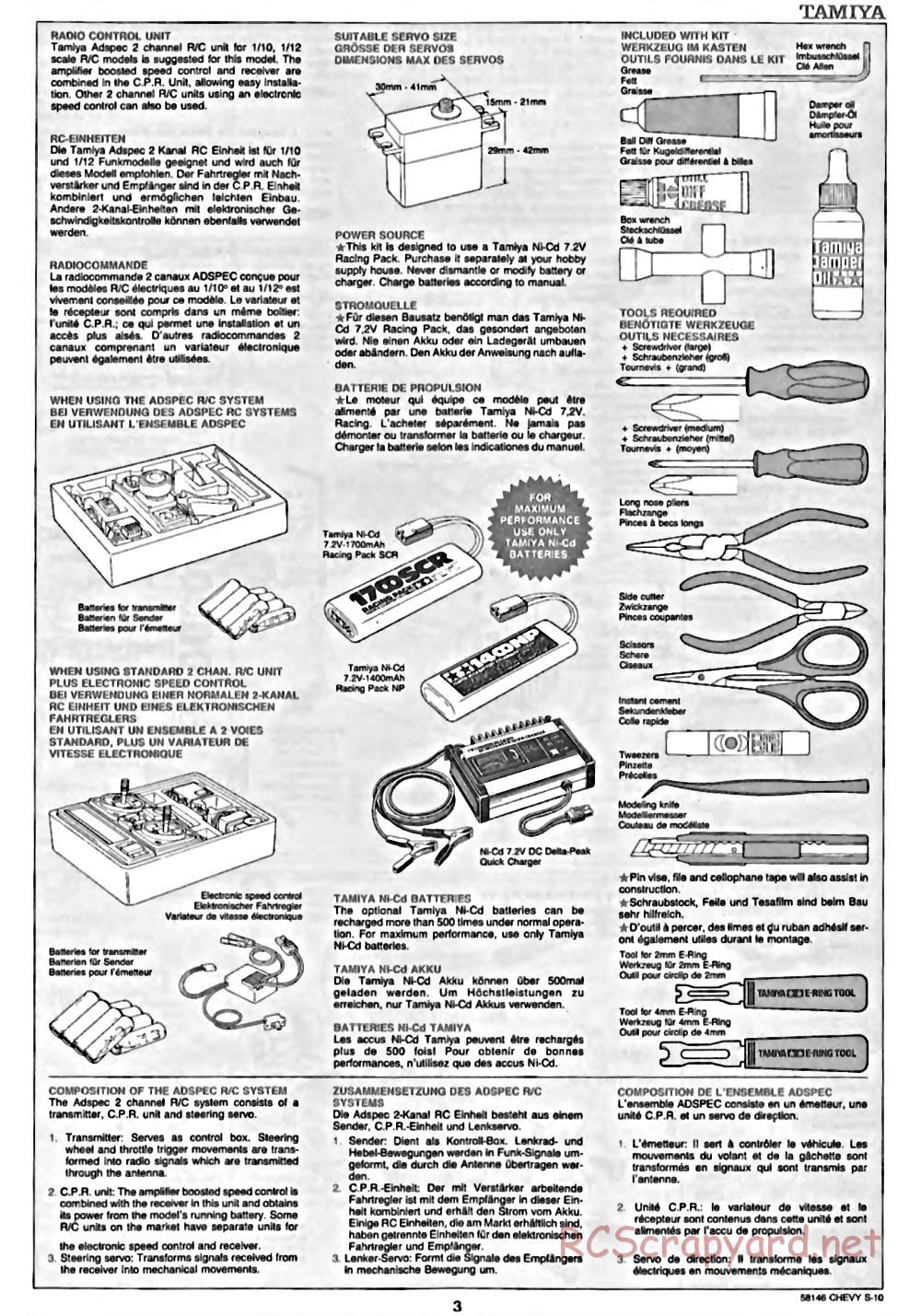 Tamiya - Chevy S-10 Chassis - Manual - Page 3