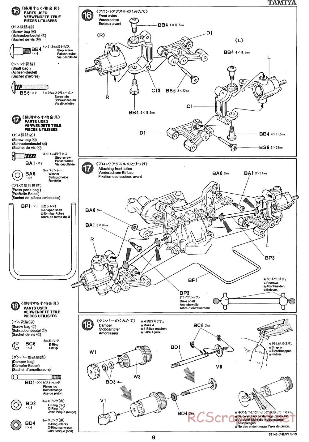 Tamiya - Chevy S-10 Chassis - Manual - Page 9