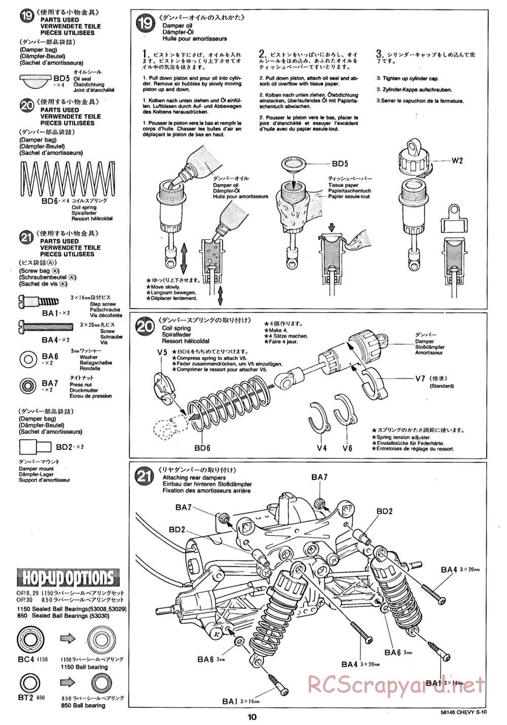 Tamiya - Chevy S-10 Chassis - Manual - Page 10