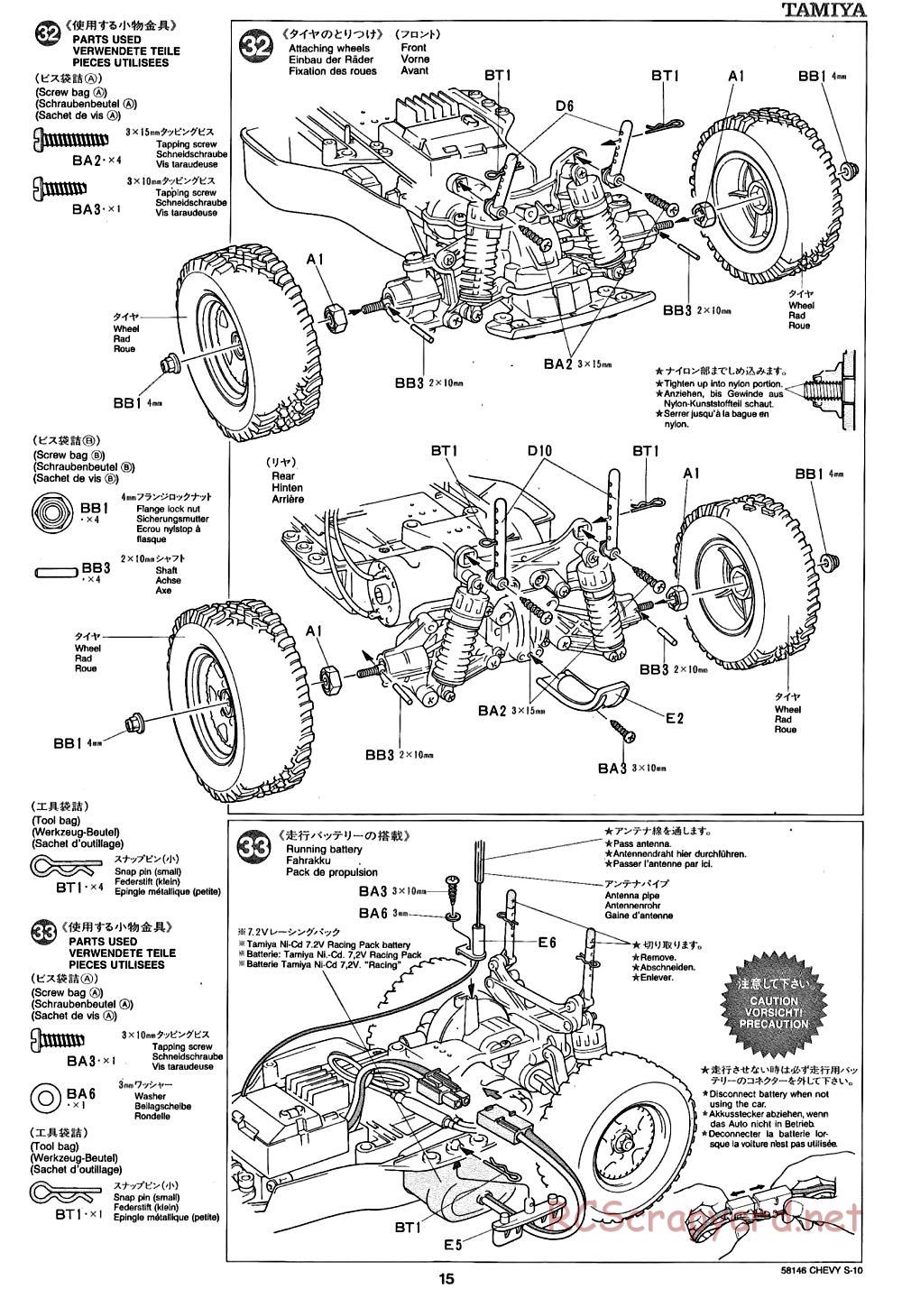 Tamiya - Chevy S-10 Chassis - Manual - Page 15