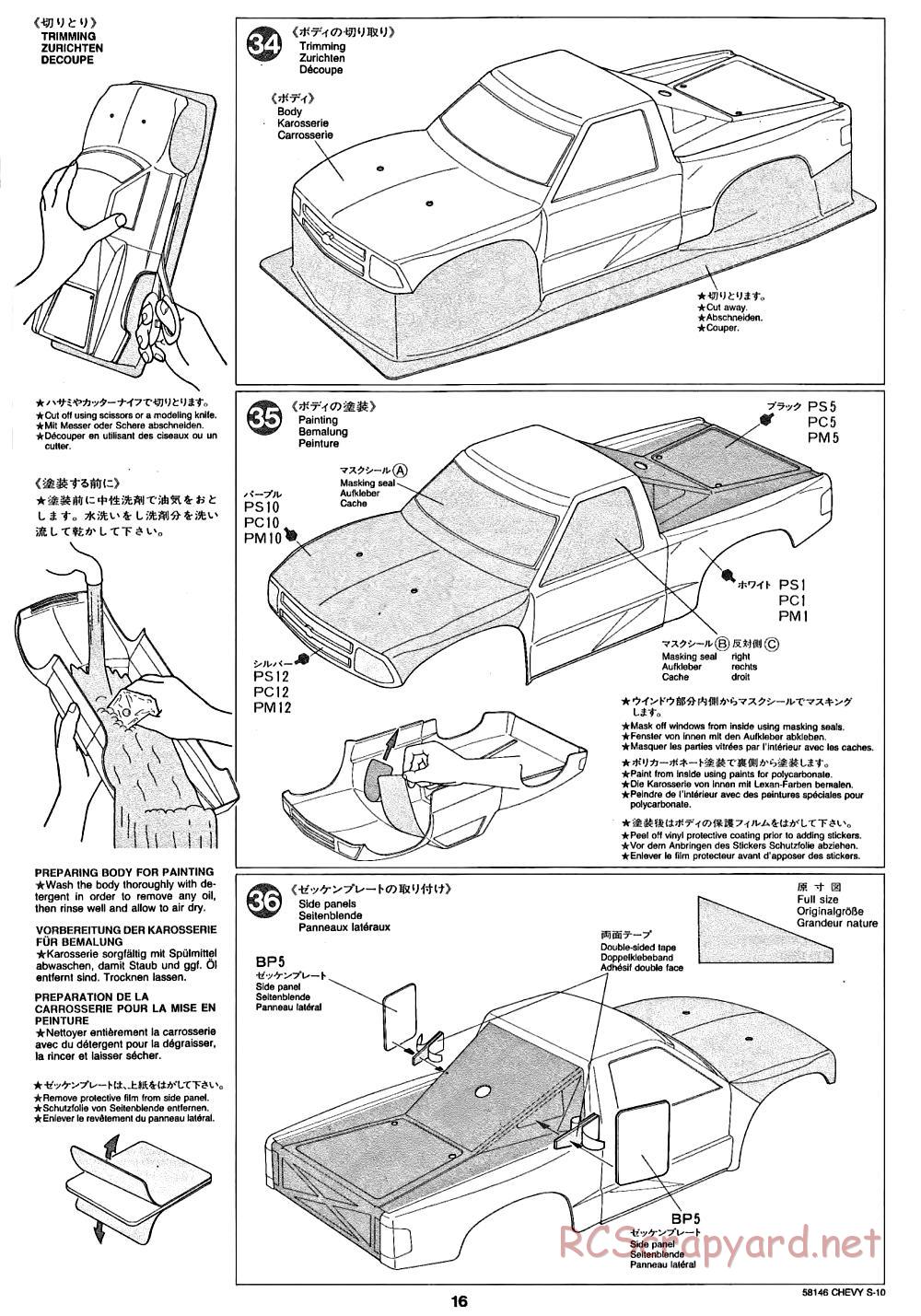 Tamiya - Chevy S-10 Chassis - Manual - Page 16