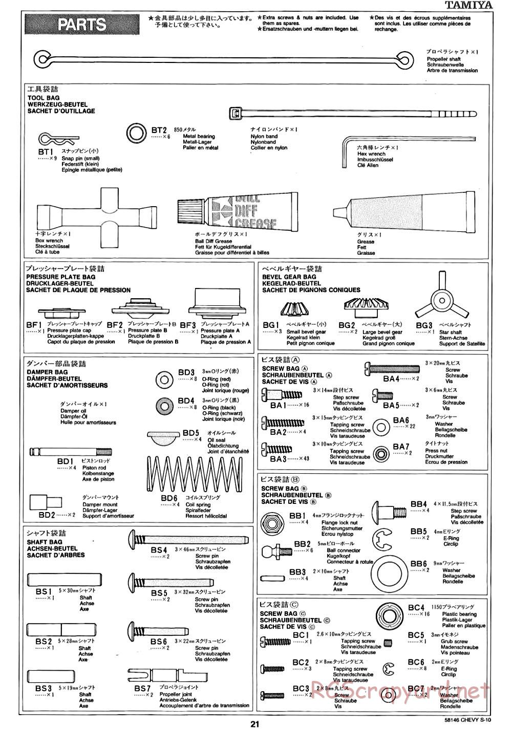 Tamiya - Chevy S-10 Chassis - Manual - Page 21