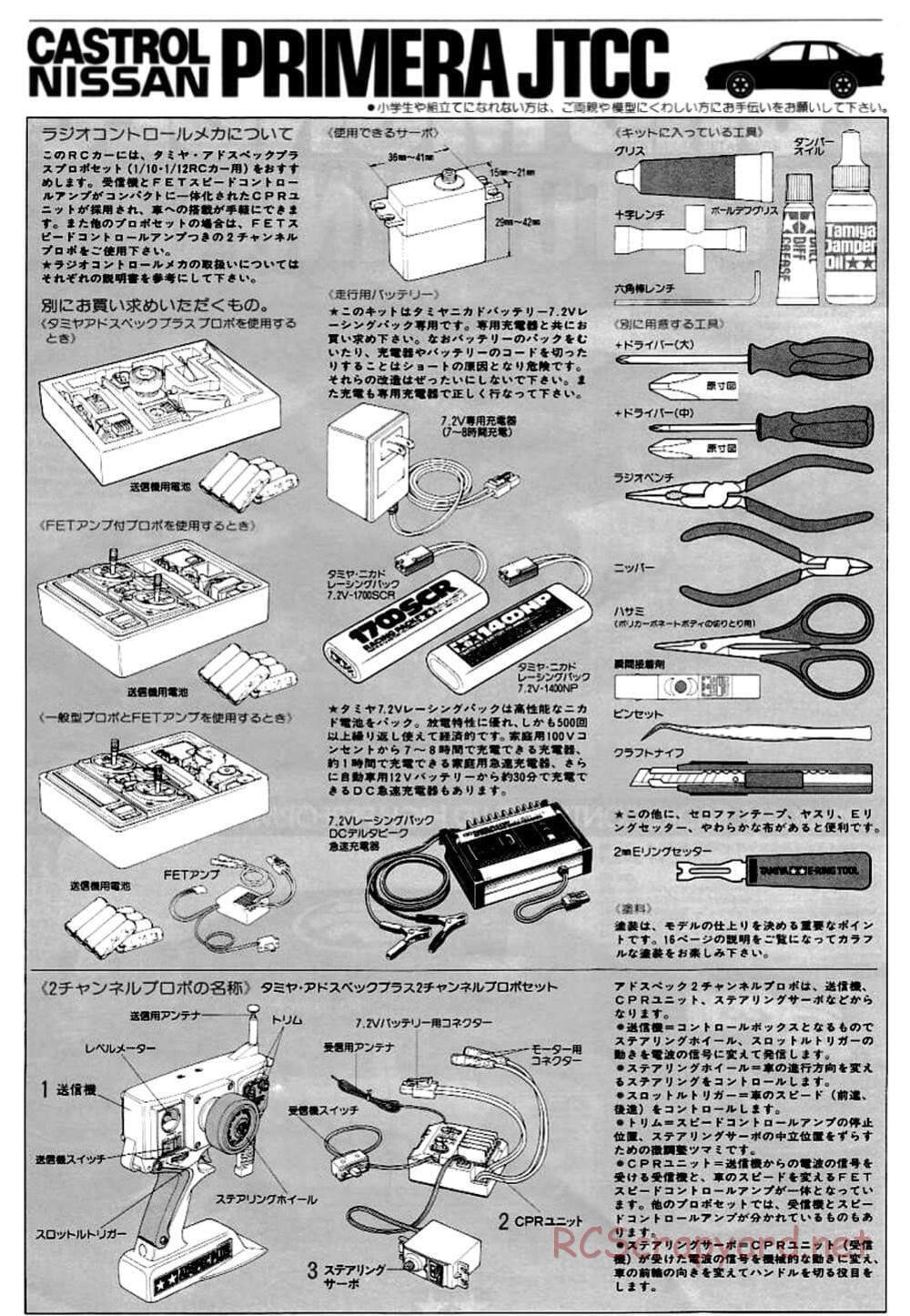 Tamiya - Castrol Nissan Primera JTCC - FF-01 Chassis - Manual - Page 2