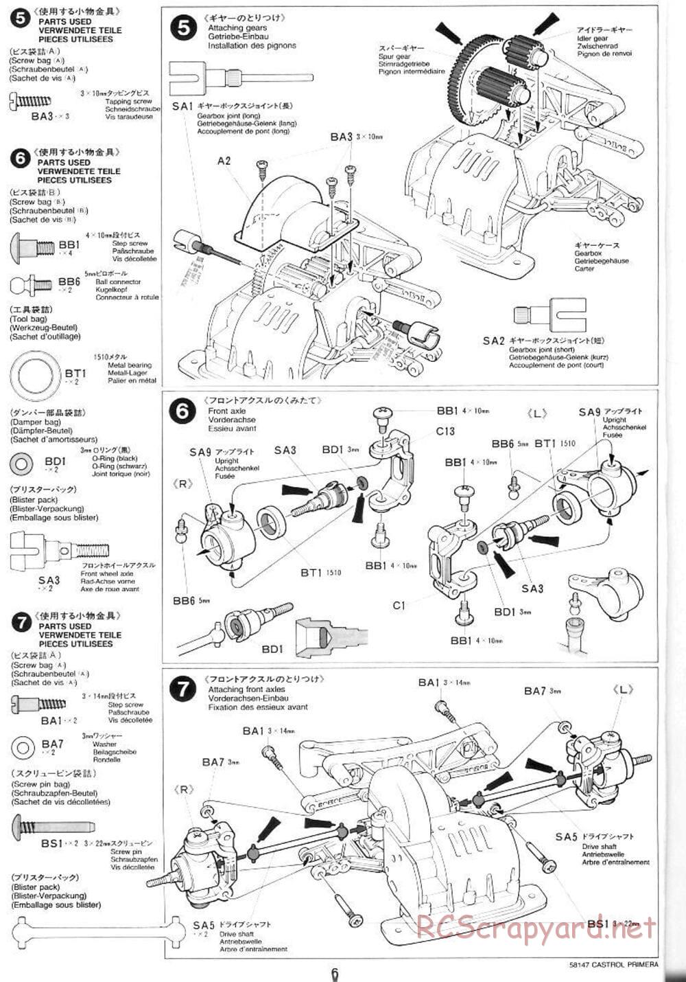 Tamiya - Castrol Nissan Primera JTCC - FF-01 Chassis - Manual - Page 6