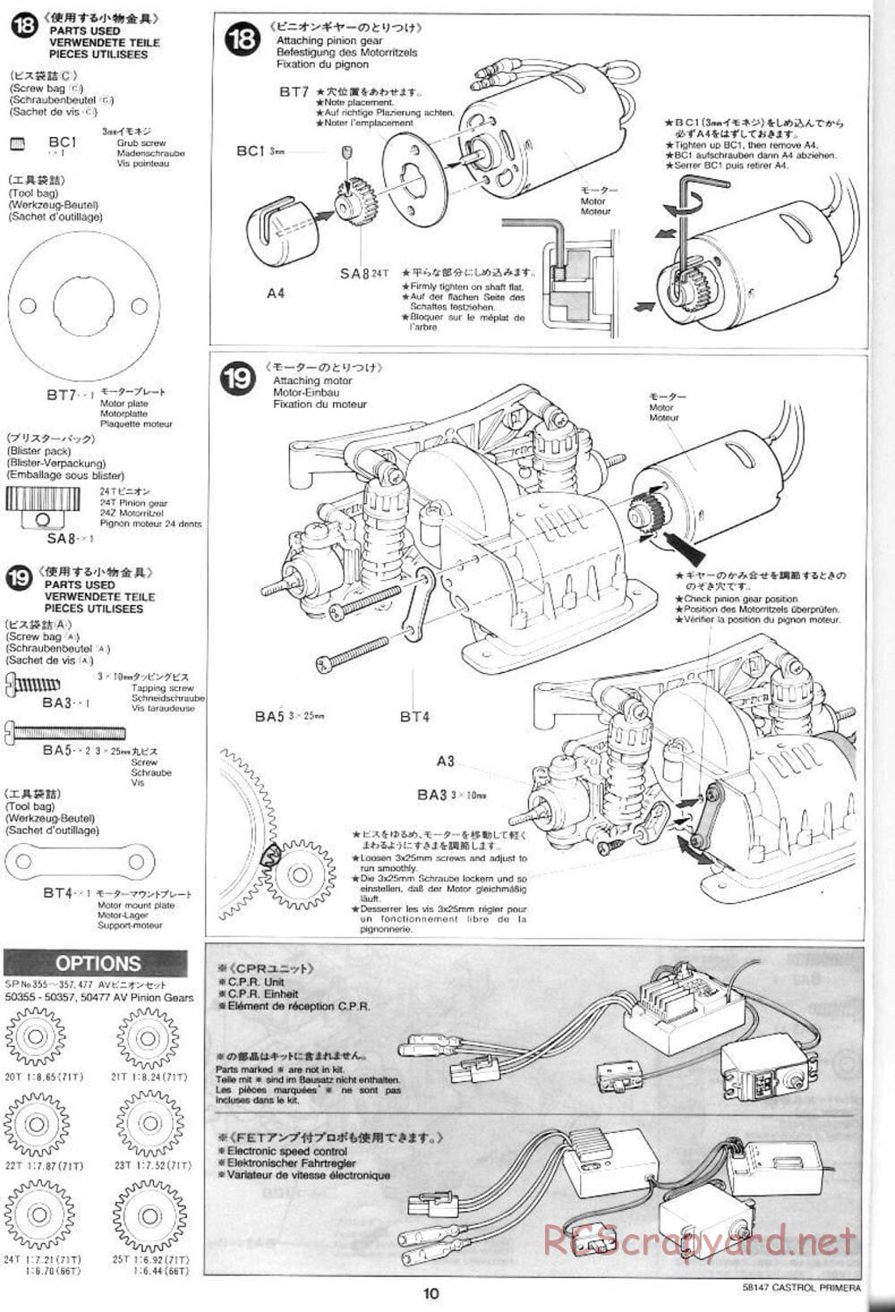 Tamiya - Castrol Nissan Primera JTCC - FF-01 Chassis - Manual - Page 10