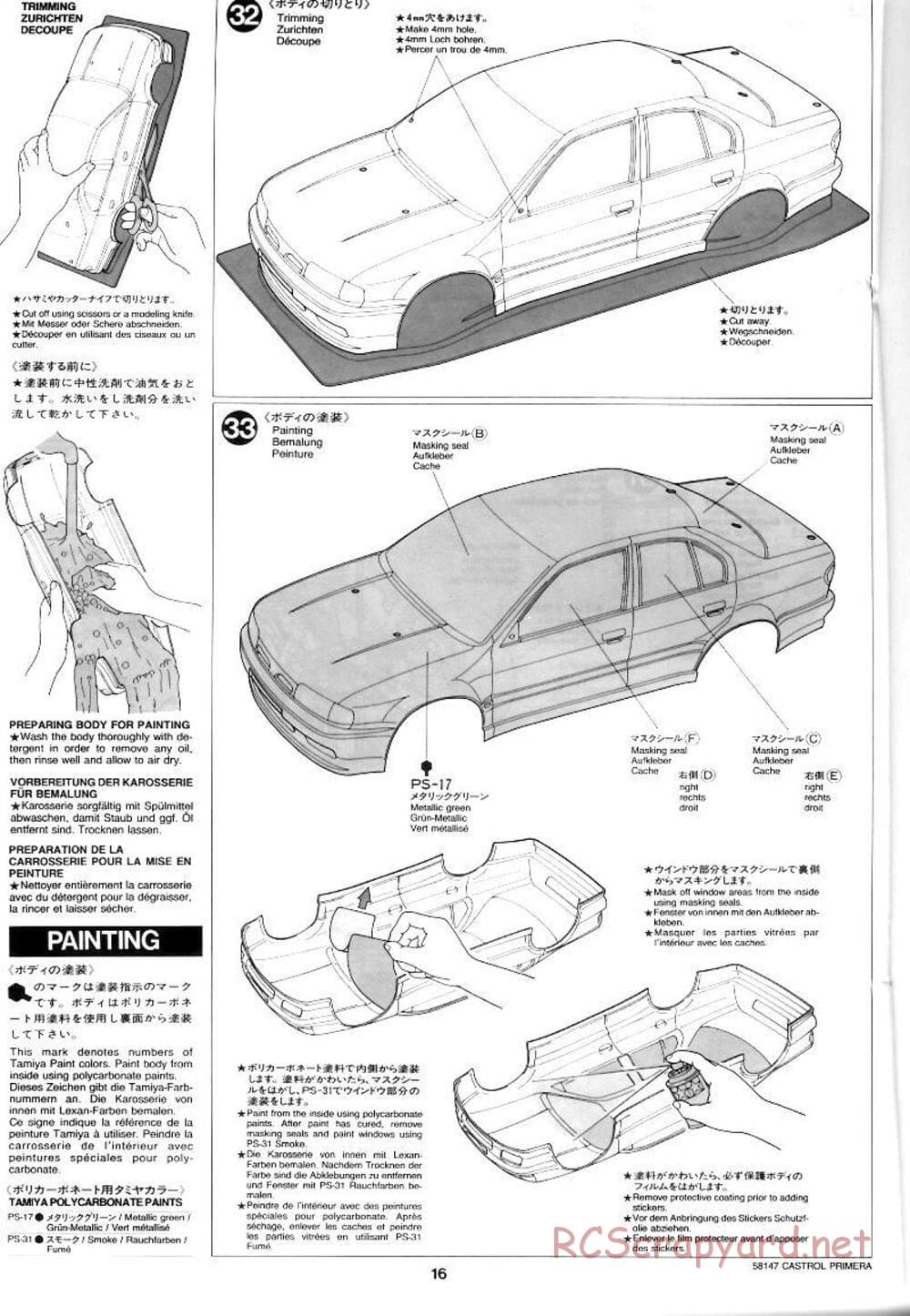 Tamiya - Castrol Nissan Primera JTCC - FF-01 Chassis - Manual - Page 16