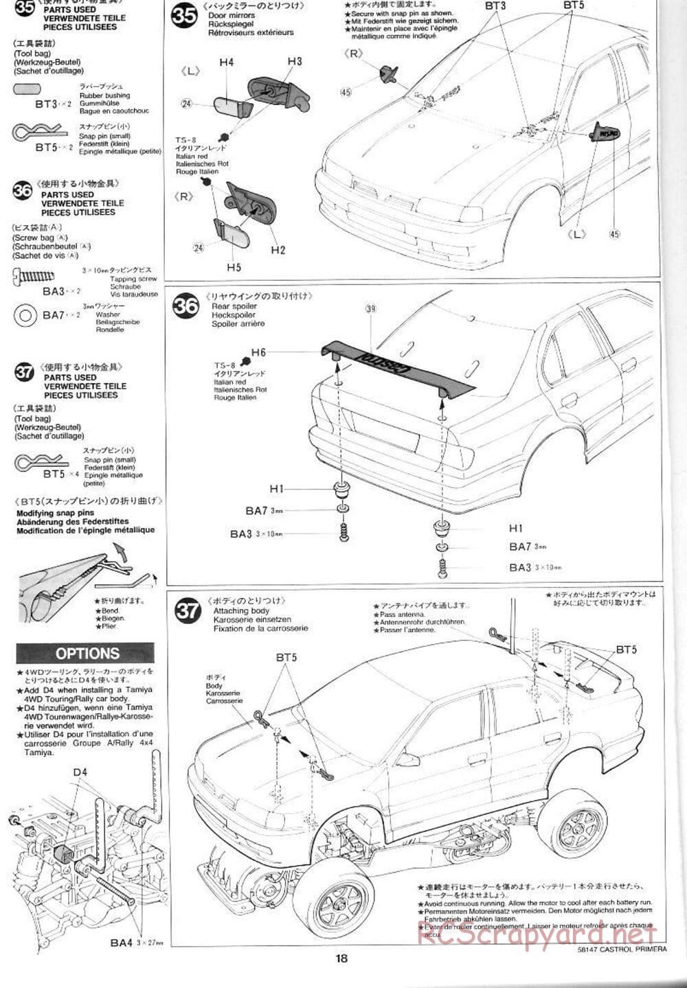 Tamiya - Castrol Nissan Primera JTCC - FF-01 Chassis - Manual - Page 18