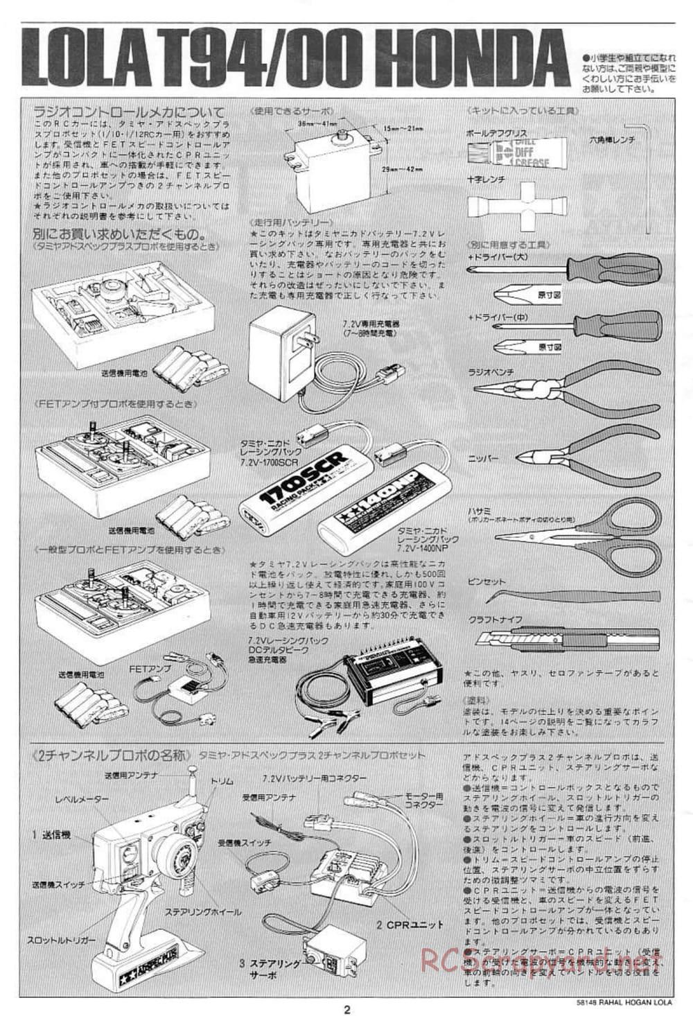 Tamiya - Rahal-Hogan Motorola Lola T94/00 Honda - F103L Chassis - Manual - Page 2