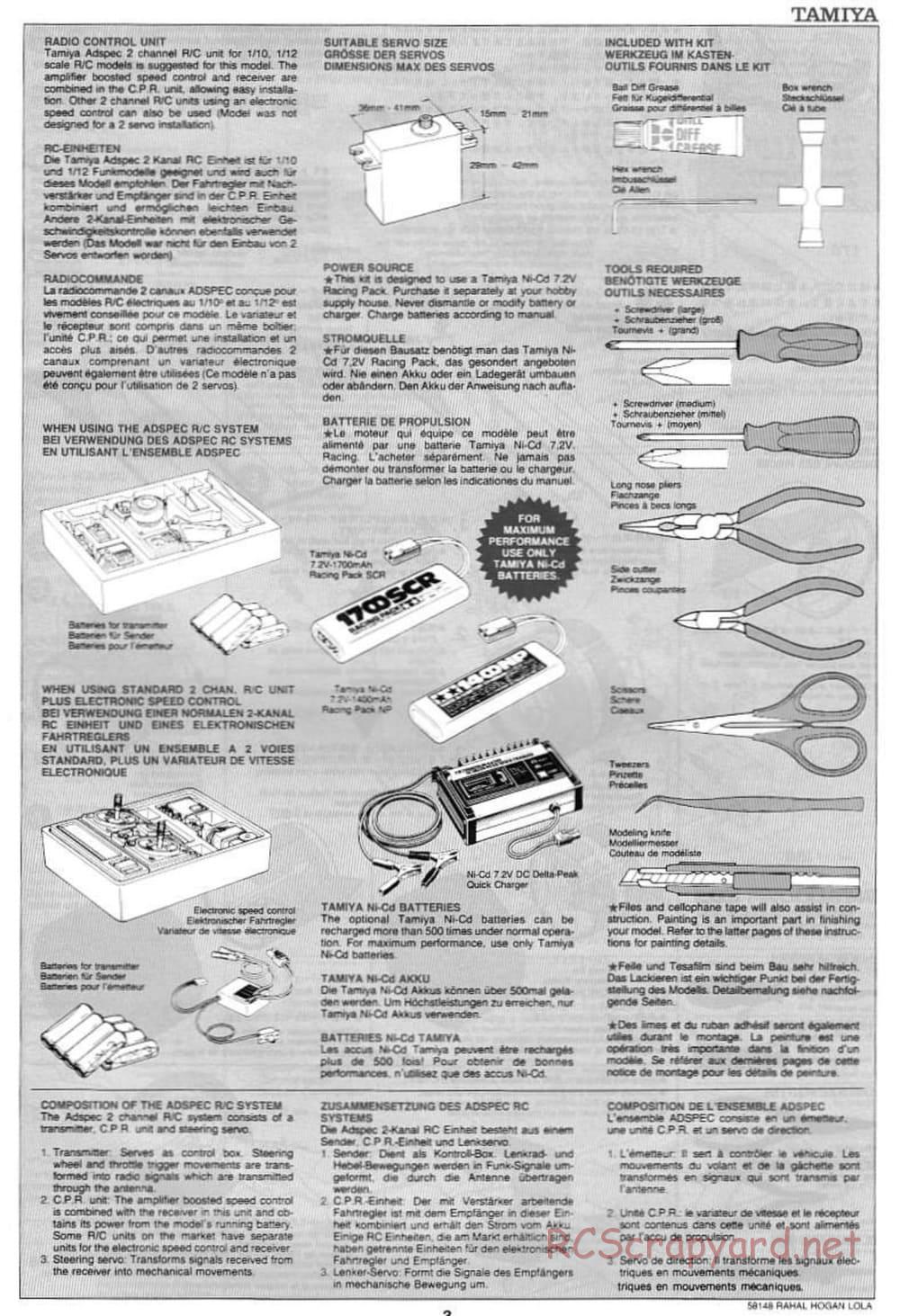 Tamiya - Rahal-Hogan Motorola Lola T94/00 Honda - F103L Chassis - Manual - Page 3