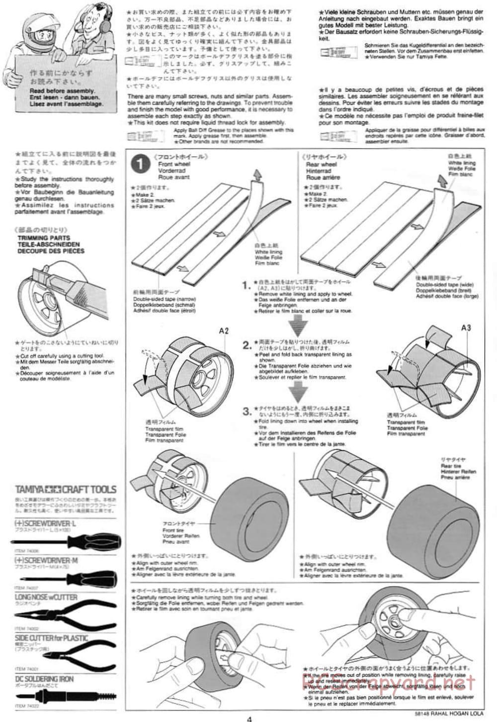 Tamiya - Rahal-Hogan Motorola Lola T94/00 Honda - F103L Chassis - Manual - Page 4