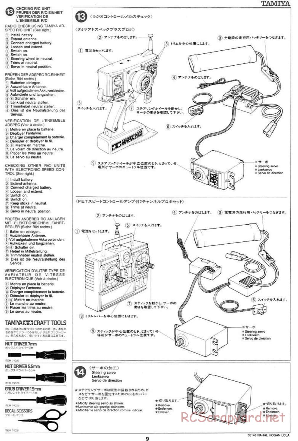 Tamiya - Rahal-Hogan Motorola Lola T94/00 Honda - F103L Chassis - Manual - Page 9