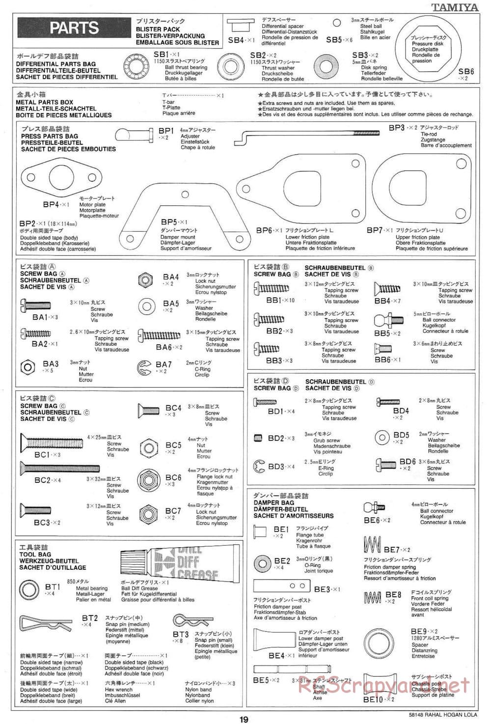 Tamiya - Rahal-Hogan Motorola Lola T94/00 Honda - F103L Chassis - Manual - Page 19