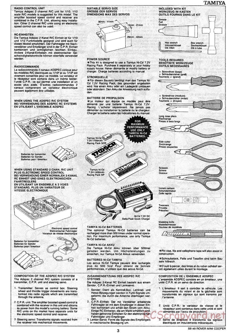 Tamiya - Rover Mini Cooper - M01 Chassis - Manual - Page 3