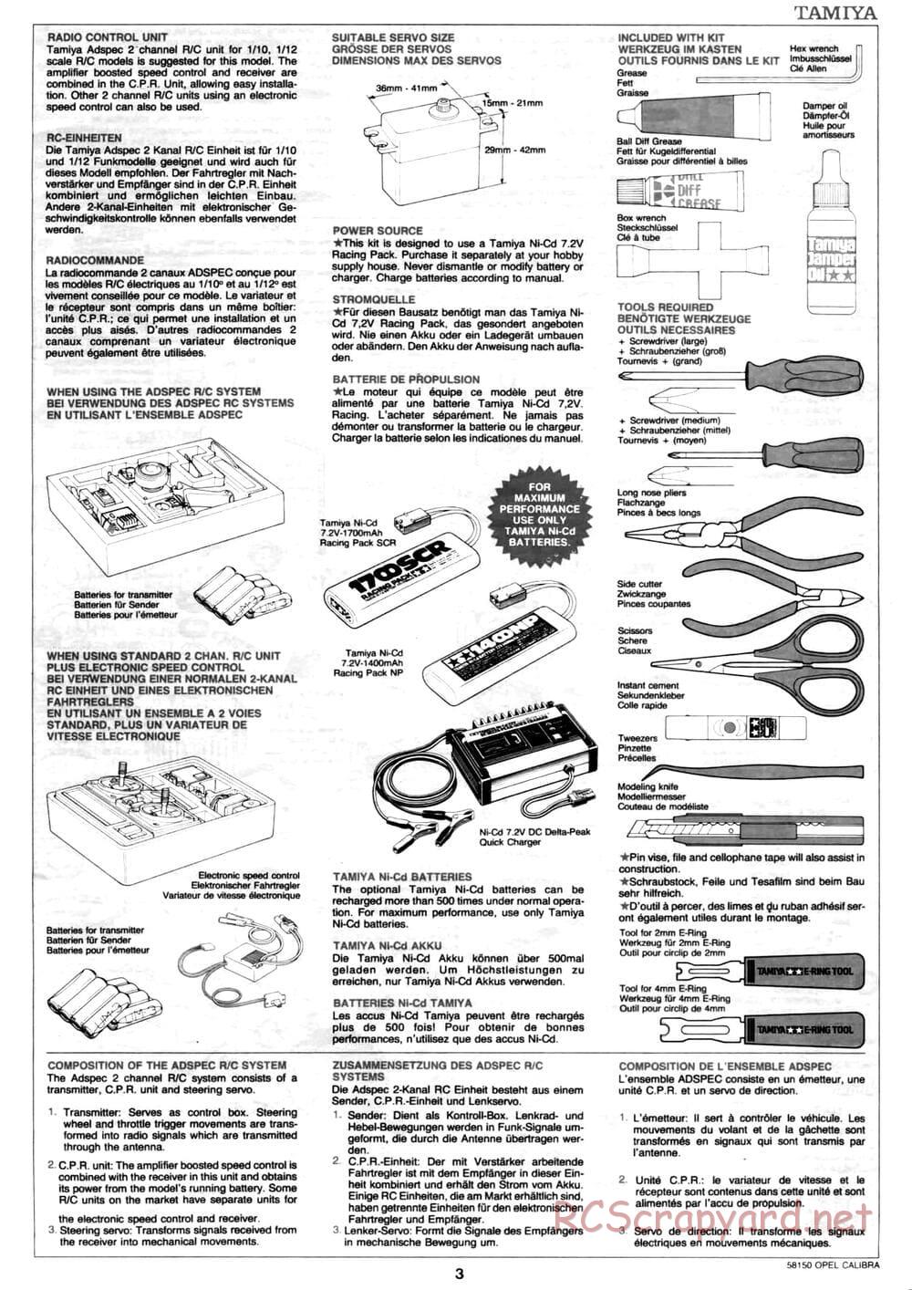 Tamiya - Opel Calibra V6 DTM - TA-02 Chassis - Manual - Page 3