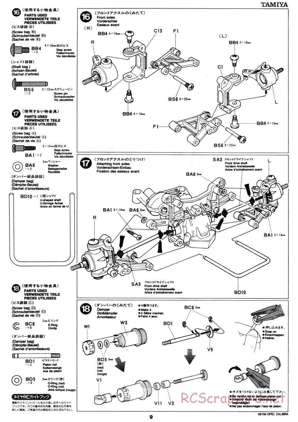 Tamiya - Opel Calibra V6 DTM - TA-02 Chassis - Manual - Page 9