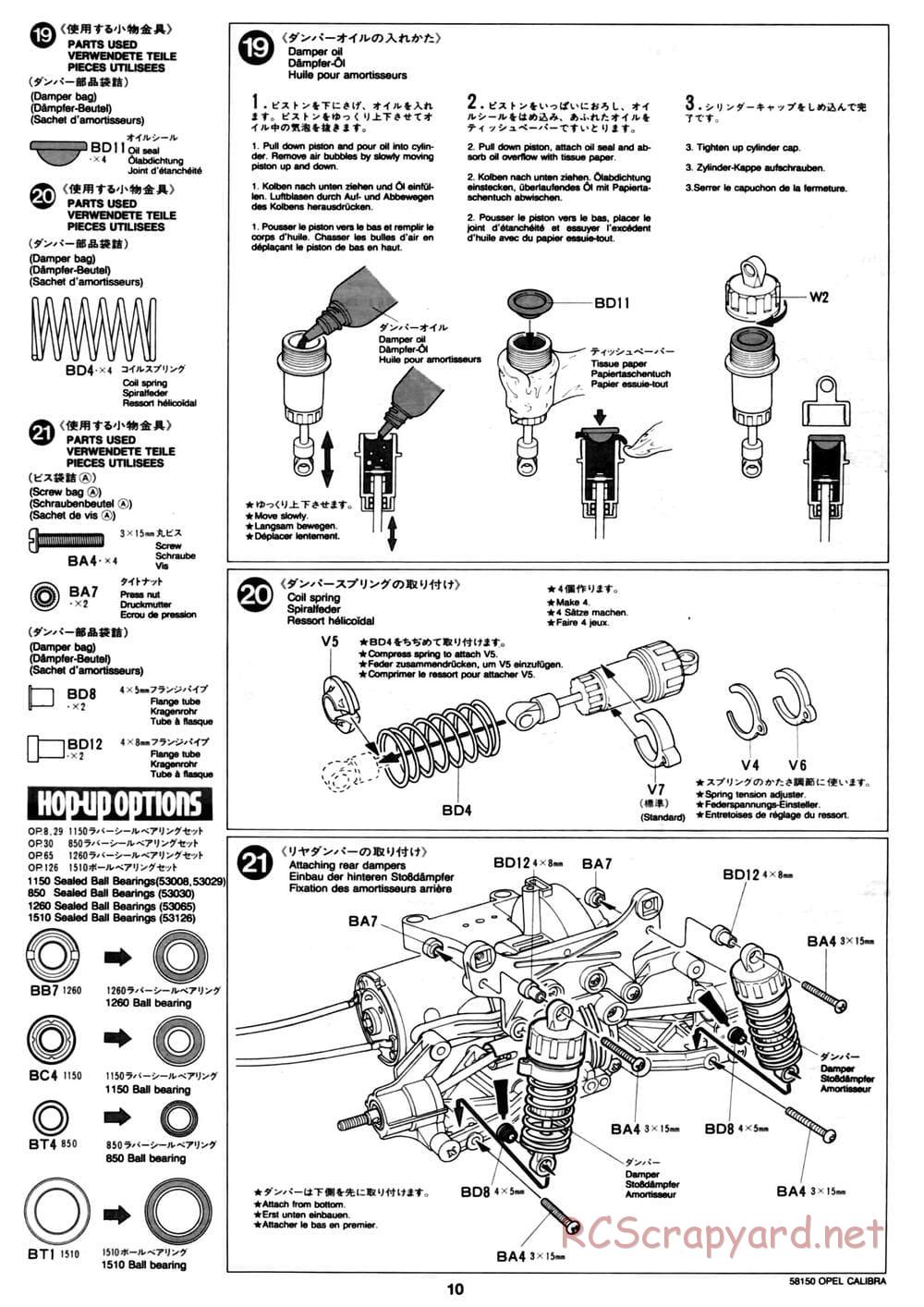 Tamiya - Opel Calibra V6 DTM - TA-02 Chassis - Manual - Page 10