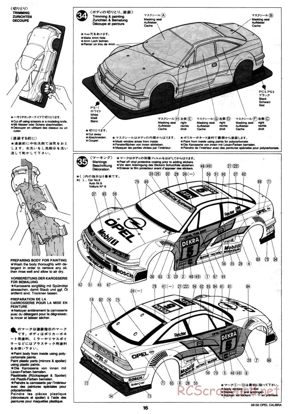 Tamiya - Opel Calibra V6 DTM - TA-02 Chassis - Manual - Page 16