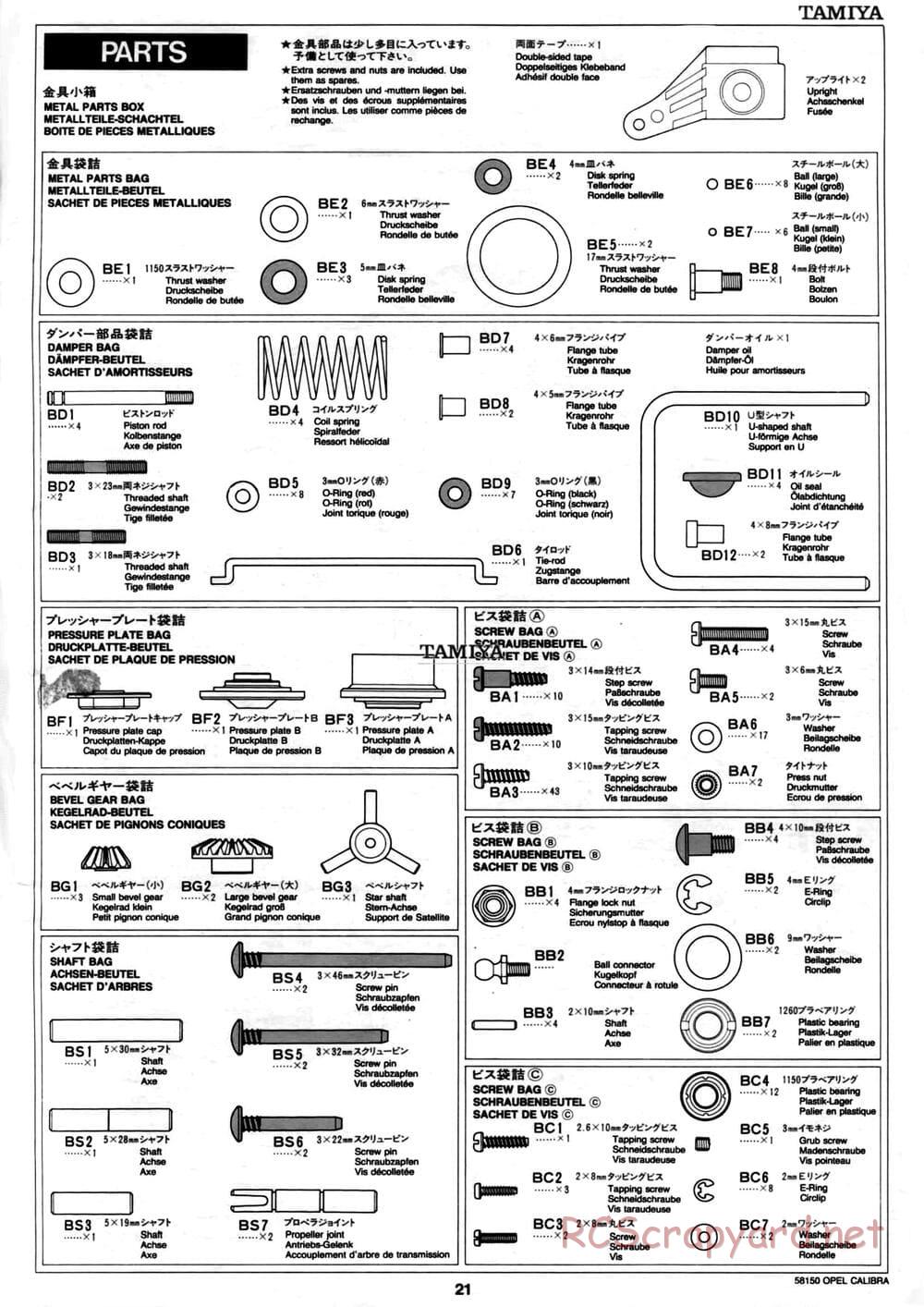 Tamiya - Opel Calibra V6 DTM - TA-02 Chassis - Manual - Page 22