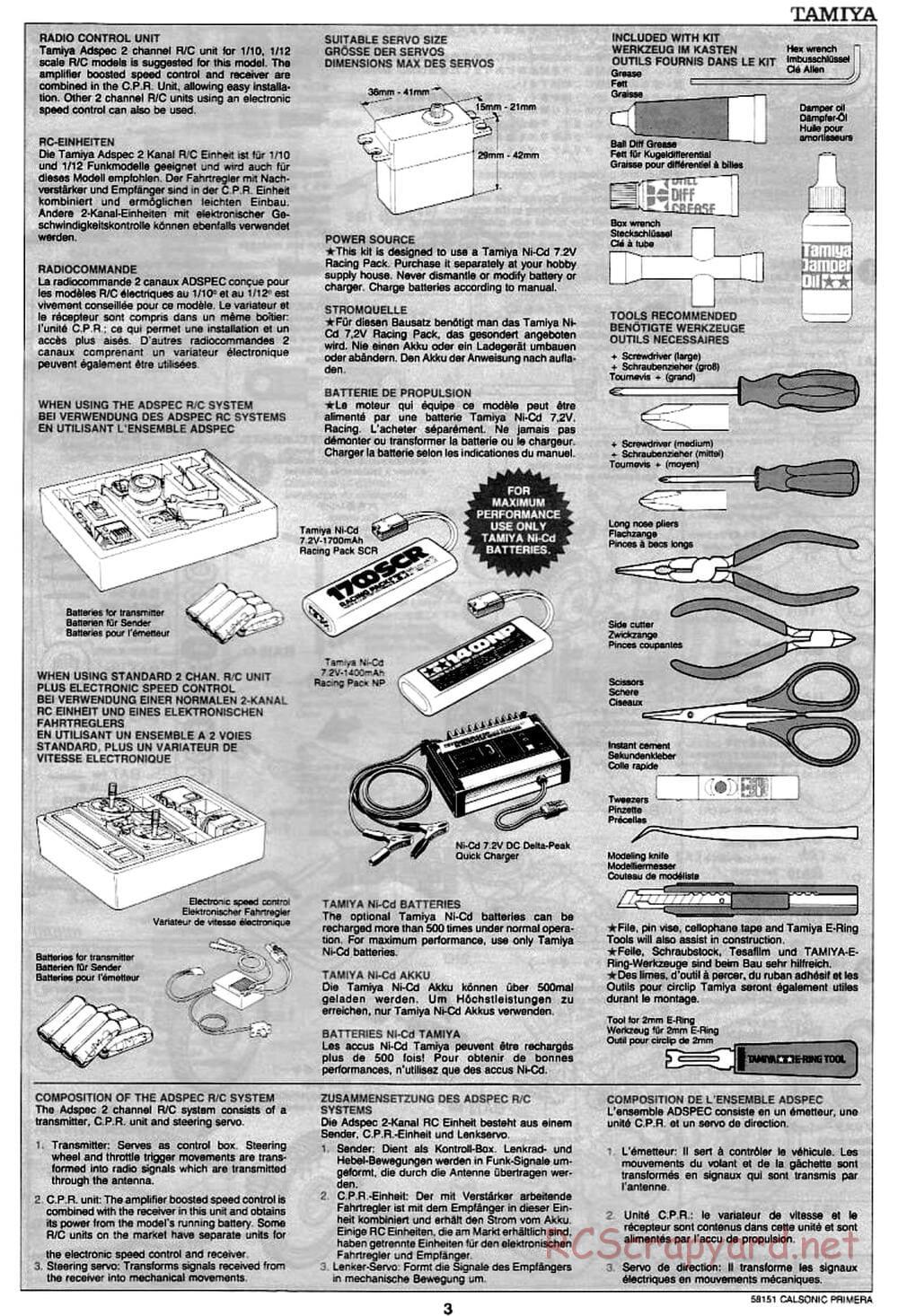 Tamiya - Calsonic Nissan Primera JTCC - FF-01 Chassis - Manual - Page 3