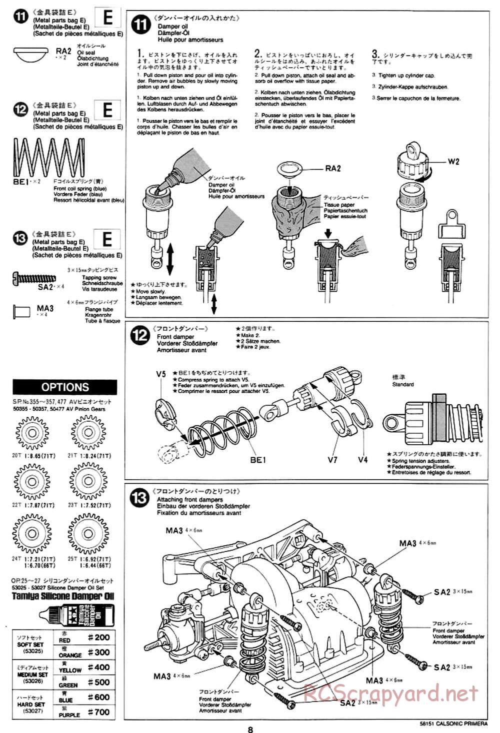Tamiya - Calsonic Nissan Primera JTCC - FF-01 Chassis - Manual - Page 8