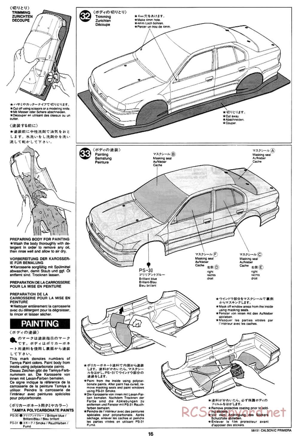 Tamiya - Calsonic Nissan Primera JTCC - FF-01 Chassis - Manual - Page 16