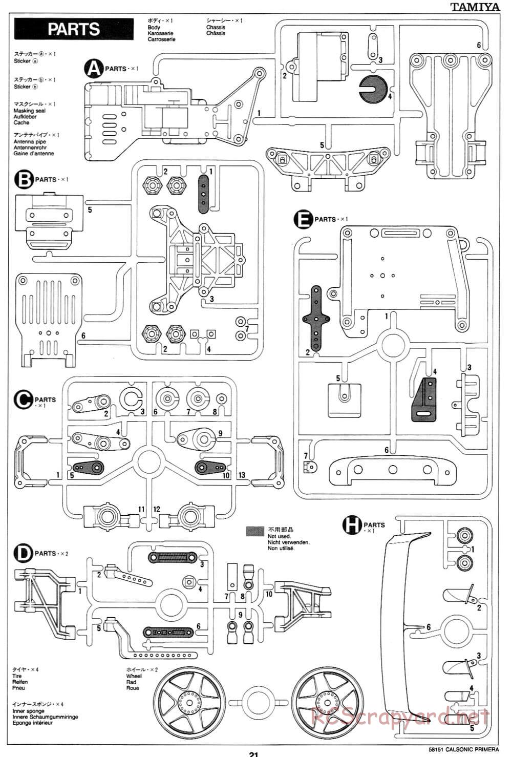 Tamiya - Calsonic Nissan Primera JTCC - FF-01 Chassis - Manual - Page 21