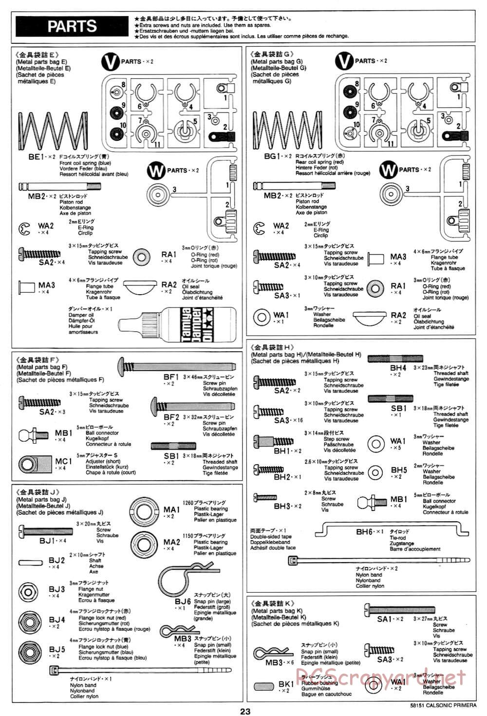 Tamiya - Calsonic Nissan Primera JTCC - FF-01 Chassis - Manual - Page 23