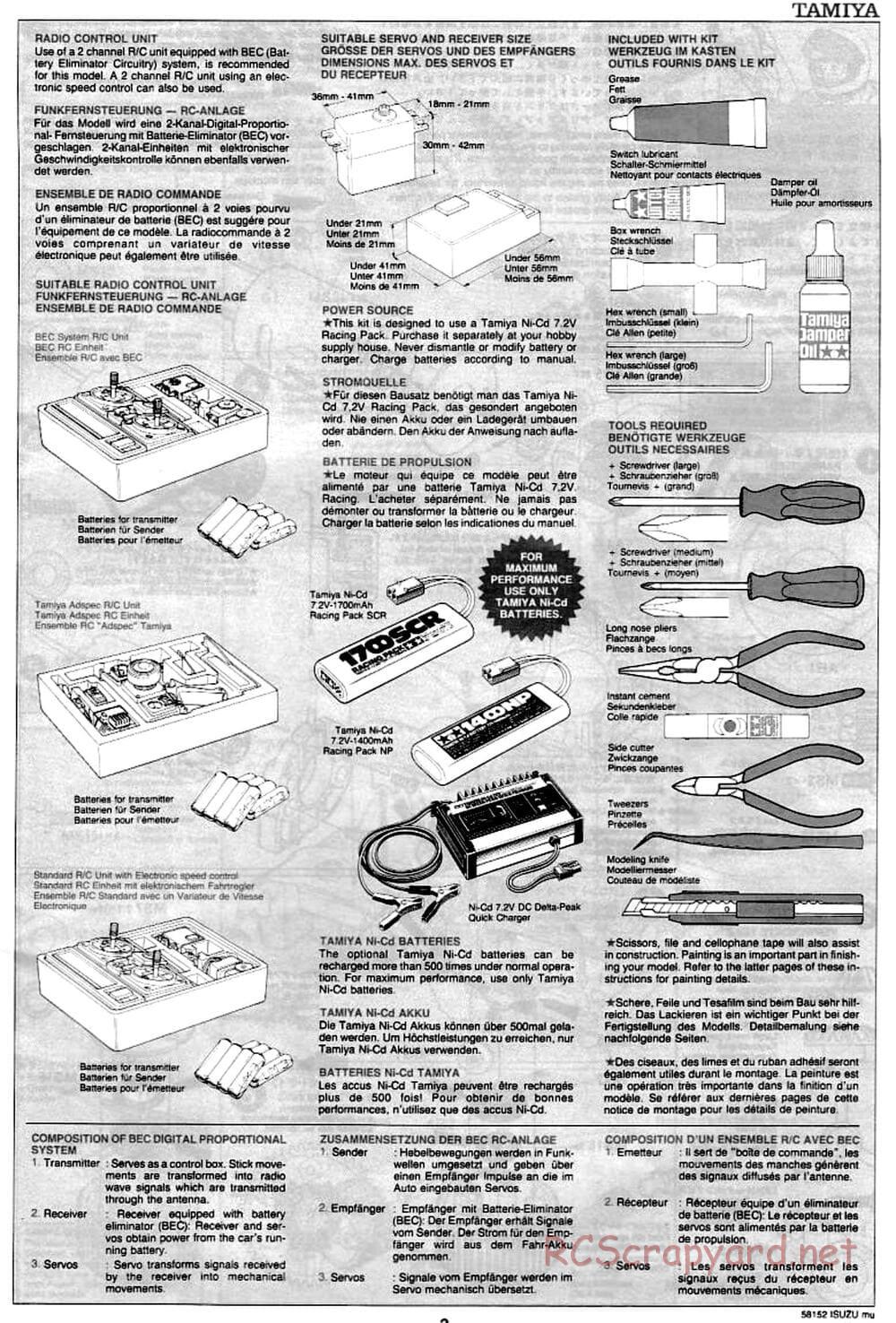 Tamiya - Isuzu Mu - CC-01 Chassis - Manual - Page 3