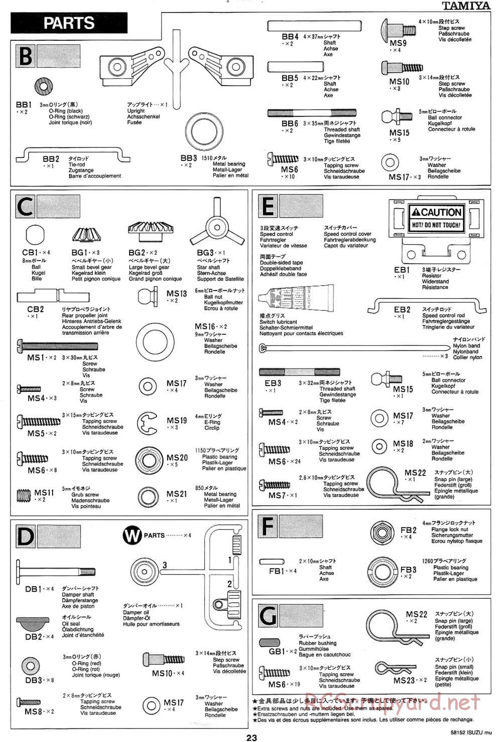 Tamiya - Isuzu Mu - CC-01 Chassis - Manual - Page 23