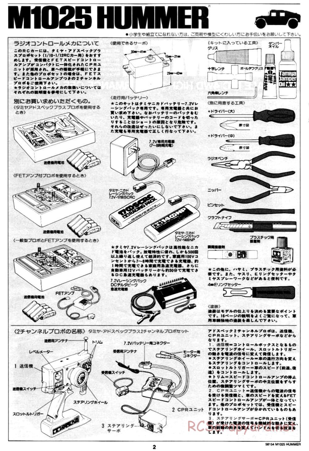 Tamiya - M1025 Hummer - TA-01 Chassis - Manual - Page 2