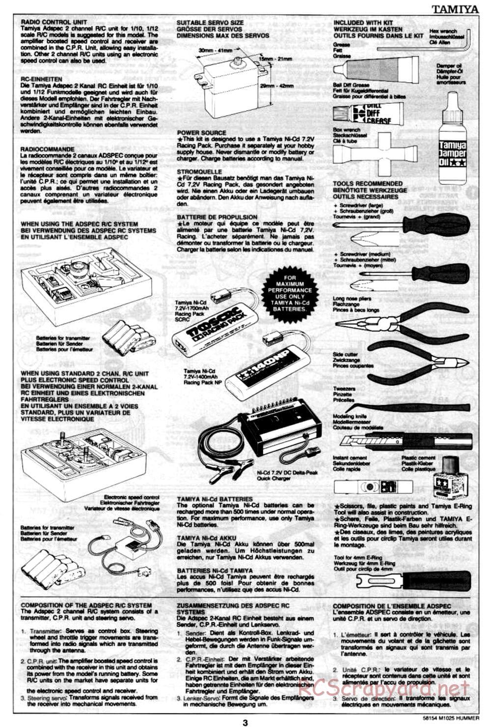 Tamiya - M1025 Hummer - TA-01 Chassis - Manual - Page 3