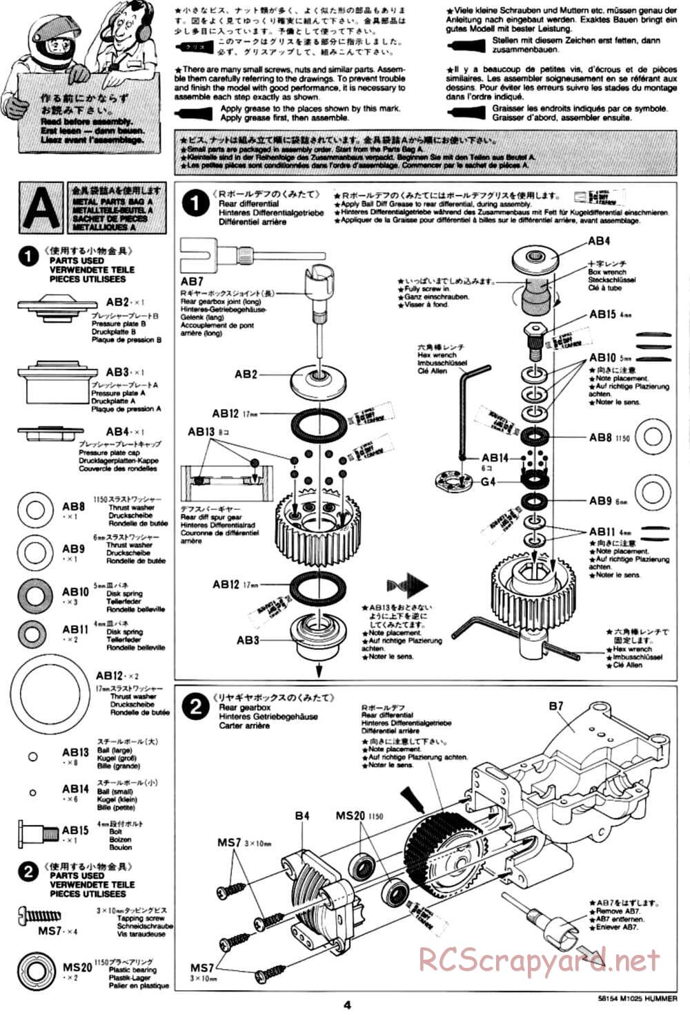 Tamiya - M1025 Hummer - TA-01 Chassis - Manual - Page 4