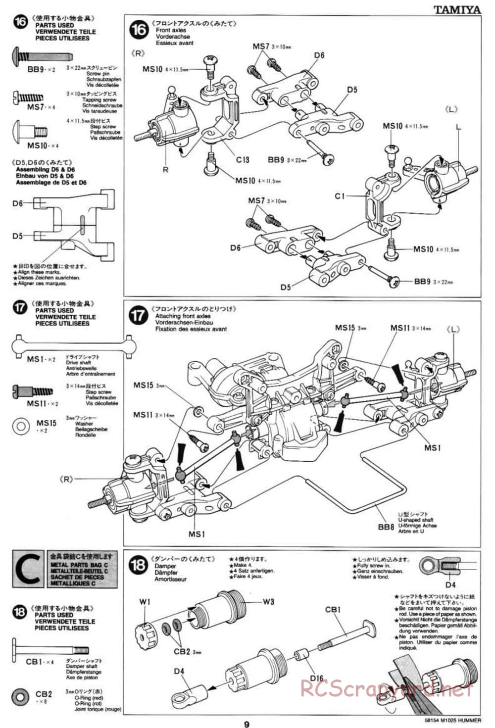 Tamiya - M1025 Hummer - TA-01 Chassis - Manual - Page 9