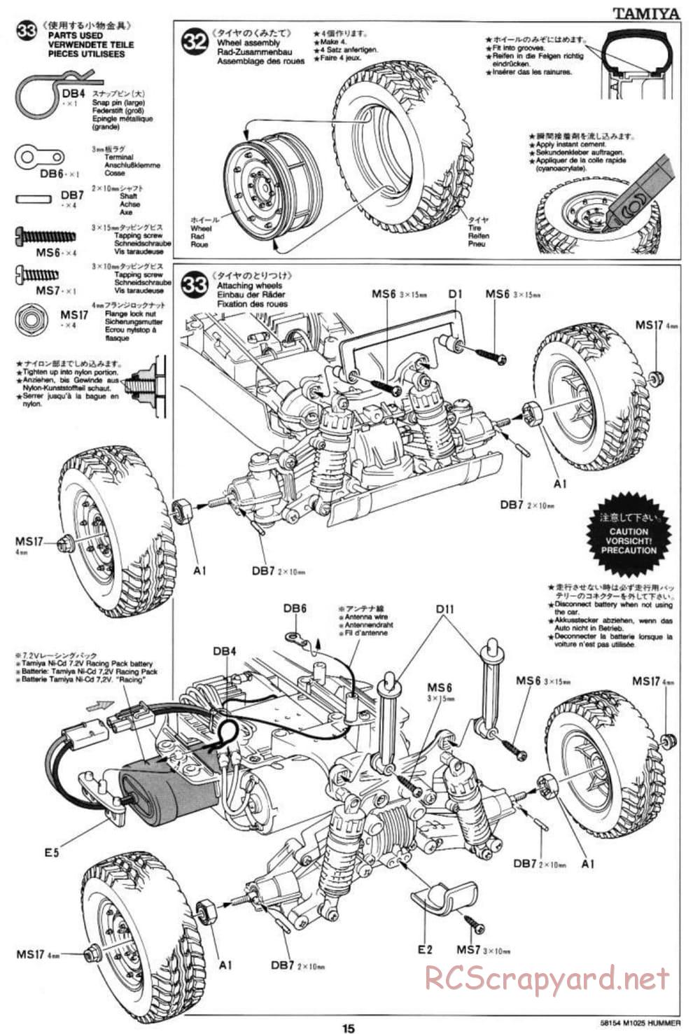 Tamiya - M1025 Hummer - TA-01 Chassis - Manual - Page 15