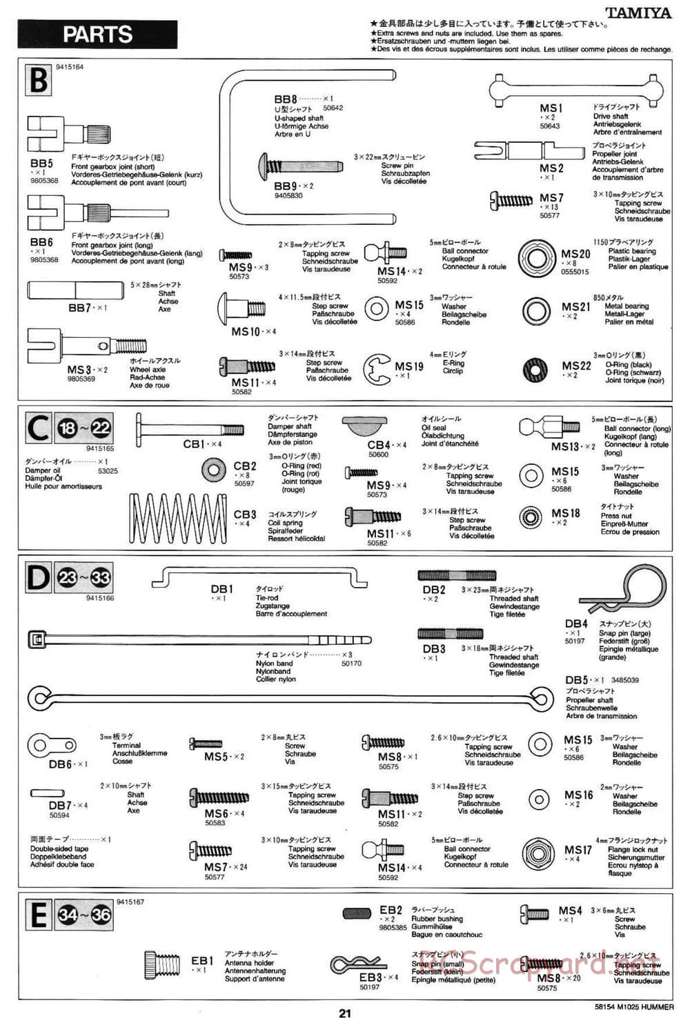 Tamiya - M1025 Hummer - TA-01 Chassis - Manual - Page 21