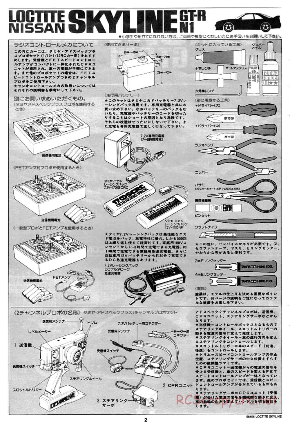 Tamiya - Loctite Nissan Skyline GT-R N1 - TA-02 Chassis - Manual - Page 2