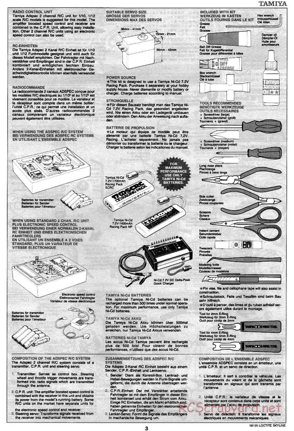 Tamiya - Loctite Nissan Skyline GT-R N1 - TA-02 Chassis - Manual - Page 3