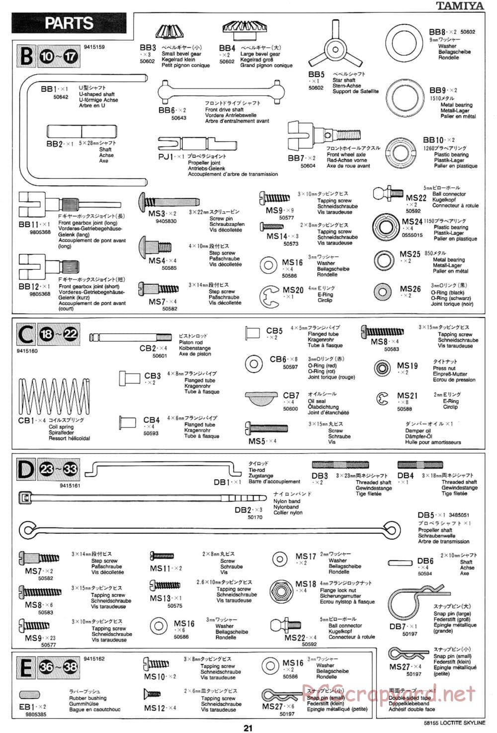 Tamiya - Loctite Nissan Skyline GT-R N1 - TA-02 Chassis - Manual - Page 22