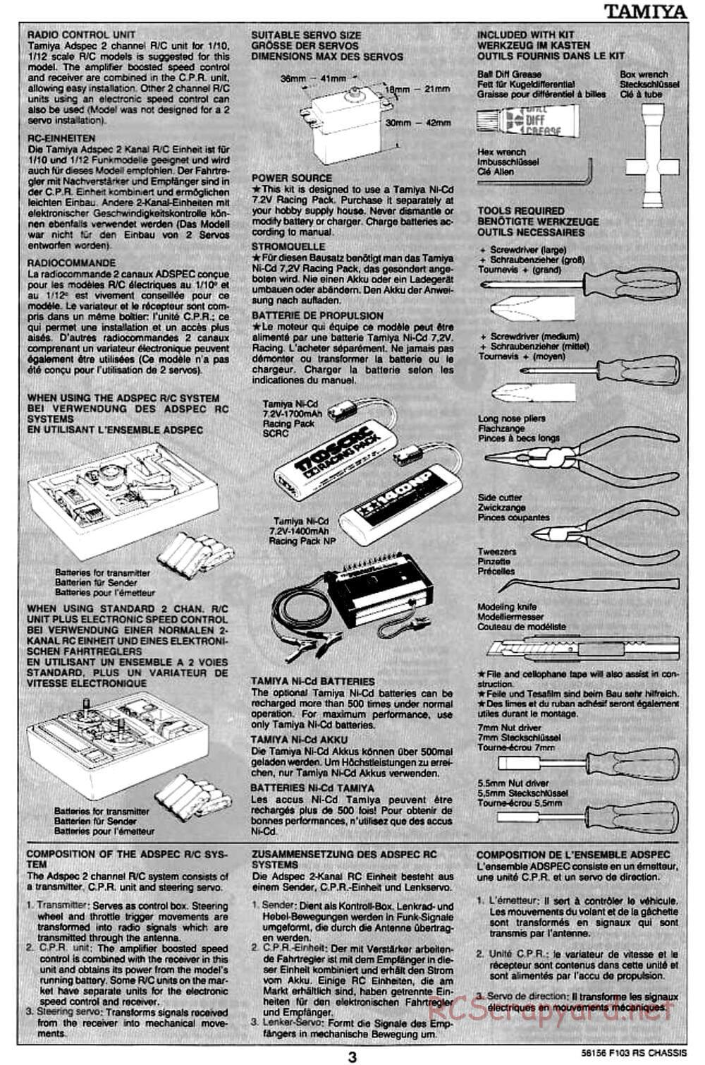 Tamiya - F103RS Chassis - Manual - Page 3