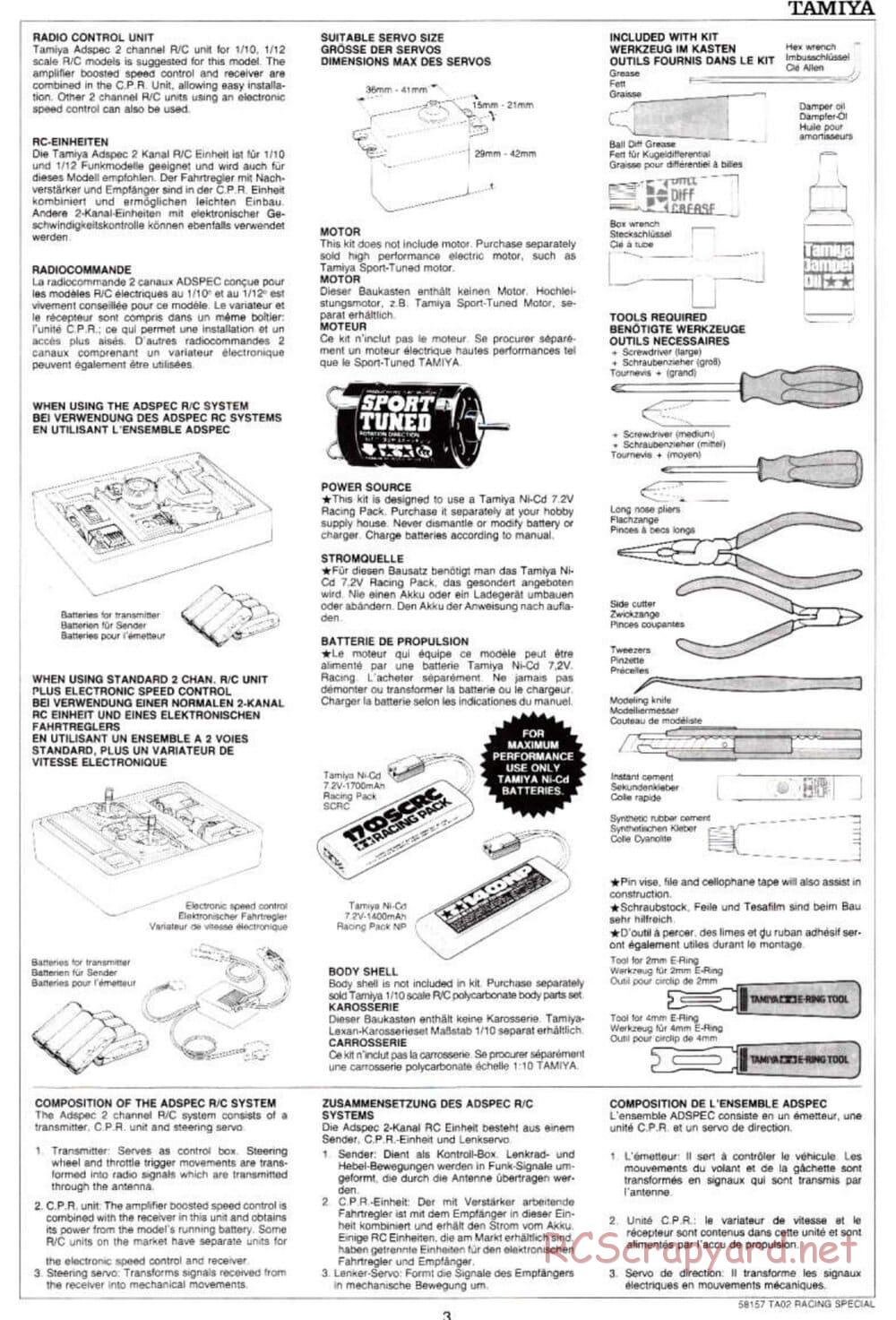 Tamiya - TA-02RS Chassis - Manual - Page 3