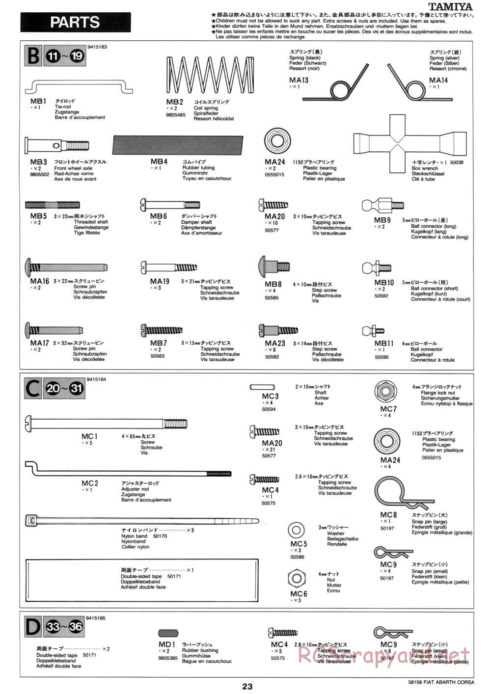 Tamiya - Fiat Abarth 1000 TCR Berlina Corse - M02 Chassis - Manual - Page 23