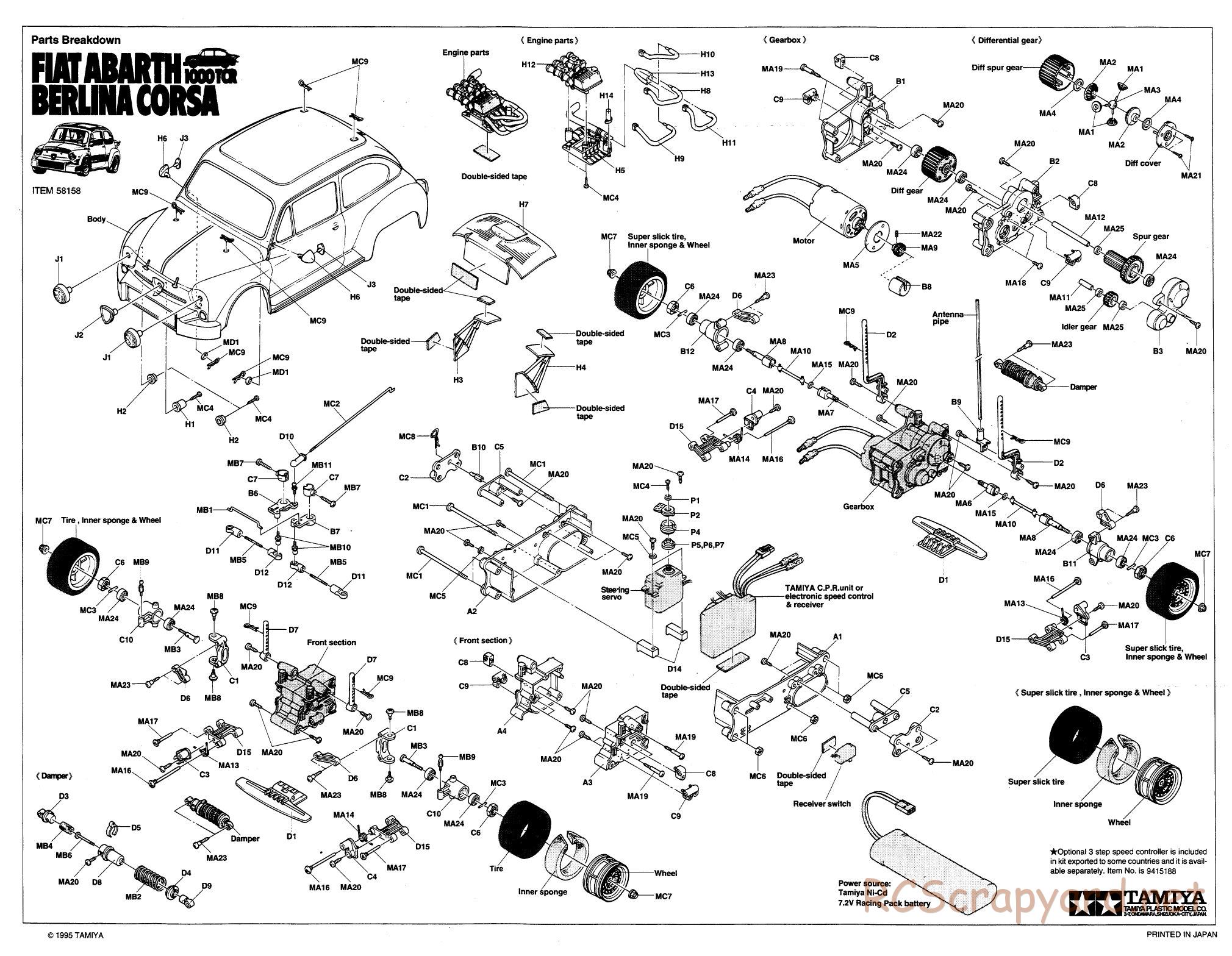 Tamiya - Fiat Abarth 1000 TCR Berlina Corse - M02 Chassis - Exploded View - Page 1
