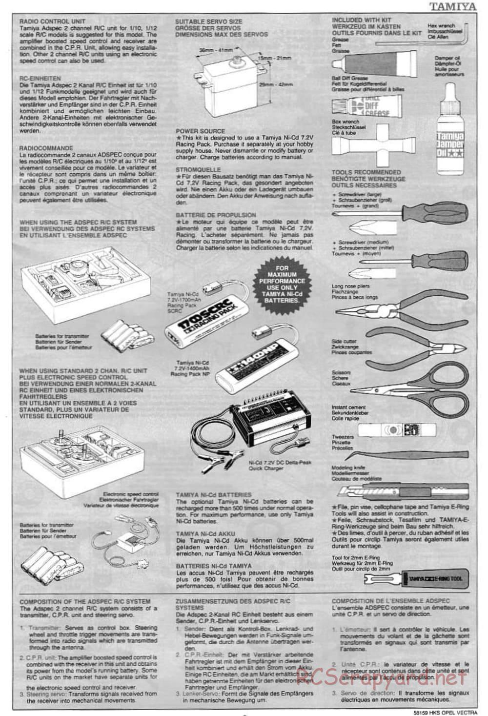 Tamiya - HKS Opel Vectra JTCC - FF-01 Chassis - Manual - Page 3