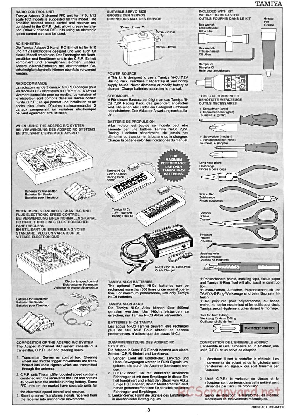 Tamiya - Dirt Thrasher Chassis - Manual - Page 3