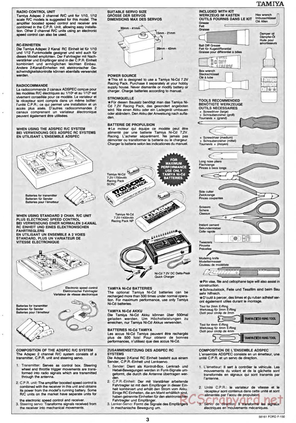 Tamiya - Ford F-150 Truck Chassis - Manual - Page 3